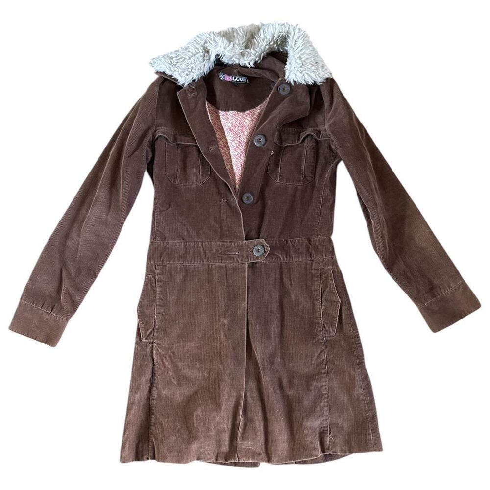 Corduroy brown trench fur on